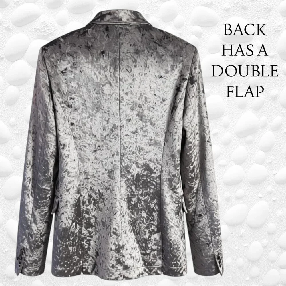 Stunning TOPSHOP Crushed Velvet Silver Fitted Blazer – Size US 4 (NWT) - Picture 3 of 9